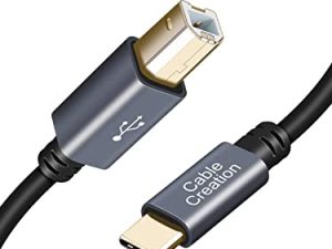كابل طابعة من نوع USB B إلى USB C 6.6 قدم ، كابل طابعة USB C إلى USB B لجهاز MacBook Pro ، Air ، كابل USB C MIDI لـ Yamaha Casio Digital Piano MIDI Controller DJ Controller ، 2M Space Gray