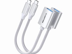 محول LENTION USB C إلى USB 3.0 [عبوتان] ، من النوع C ذكر إلى USB 3.0 أنثى ، محول OTG متوافق مع 2022-2016 MacBook Pro ، iPad Pro / Mac Air / Surface الجديد ، Chromebook ، الهاتف / الجهاز اللوحي (CB-C6-2P ، فضة)