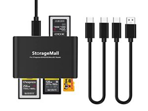 CFexpress Type B / XQD / SD / microSD Card Reader 4-in-1 Memory Card Reader USB 3.1 Gen2 10Gbps قارئ ألومنيوم محمول يدعم Windows / Mac OS / Android / iOS