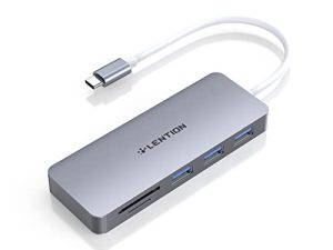 LENTION USB C Hub مع 3 USB 3.0 وقارئ بطاقات SD / Micro SD متوافق مع 2022-2016 MacBook Pro ، جديد Mac Air / iPad Pro / Surface ، المزيد ، محول Type C المعتمد من السائق المستقر (CB-C15 ، رمادي فلكي)