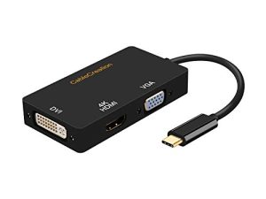 محول USB C إلى VGA HDMI DVI ، كبل كريشن 3 في 1 USB Type C إلى HDMI VGA DVI Female Converter ، متوافق مع Galaxy S22 Ultra ، MacBook Pro 2020 ، Surface Book 2 ، Pixel ، Mac Mini 2018 ، XPS 15 ، أسود