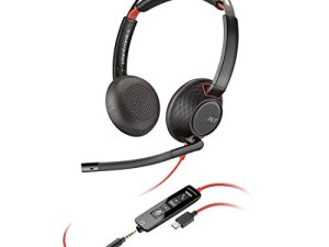 Poly - Blackwire 5220 USB-C Headset (Plantronics) - سماعة رأس للكمبيوتر سلكية وأذن مزدوجة (استريو) مع Boom Mic - USB-C ، 3.5 ملم للاتصال بجهاز الكمبيوتر الشخصي و / أو Mac و / أو الجهاز اللوحي و / أو الهاتف الخلوي