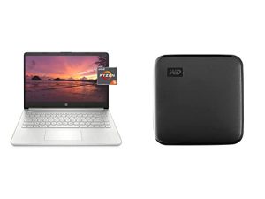 لاب توب اتش بي 14 ، AMD Ryzen 5 5500U ، 8 جيجا بايت رام ، 256 جيجا بايت SSD ، 14 بوصة Full HD & WD 1TB Elements SE - SSD محمول ، USB 3.0 ، متوافق مع الكمبيوتر الشخصي ، Mac - WDBAYN0010BBK-WESN
