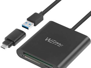 قارئ بطاقات WEme من الألومنيوم USB 3.0 CF SD TF Micro SD مع محول من النوع C لجهاز USB C لجهاز MacBook الجديد ، ChromeBook Pixel ، iMac ، MacBook Pro Air ، Mac Mini ، Microsoft Surface Pro ، Lenovo Yoga PC