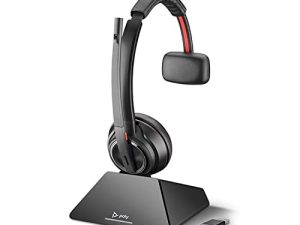 Plantronics - Savi 8210 Office - سماعة رأس لاسلكية أحادية الأذن (أحادية) DECT - ميكروفون إلغاء الضوضاء - يتصل بالهاتف المكتبي / الكمبيوتر الشخصي / Mac - يعمل مع Teams (معتمد) ، التكبير والمزيد