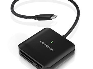 سائق جينيوس HB080 | قارئ بطاقات فلاش مضغوط 3 في 1 (CF-I) USB-C UHS-II SD / قارئ بطاقات MicroSD لكاميرا DSLR - معدن ، Win & Mac