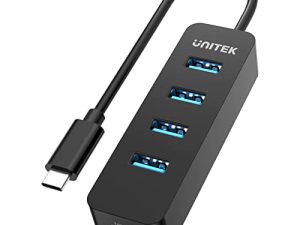 Unitek 4 منافذ USB 3.0 Type-C Hub ، محول USB C متعدد المنافذ مع منفذ بالطاقة ، 4 في 1 USB C إلى USB A محول متوافق مع أجهزة الكمبيوتر المحمولة / MacBook Pro / MacBook Air / Tablet والأجهزة الأخرى من النوع C
