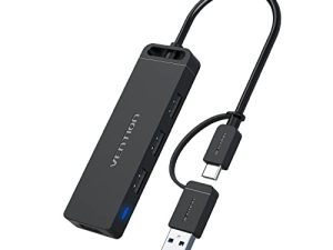 VENTION USB Hub - USB C إلى USB 3.0 Hub مع 4 منافذ وكابل ممتد 0.5 قدم فاصل USB رفيع للغاية لجهاز MacBook Mac Pro Surface Pro PS4 XPS PC Flash Drive