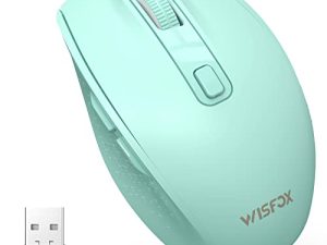 ماوس WisFox Bluetooth ، ماوس لاسلكي صامت يأتي مع وضعين (Bluetooth 3.0 / 5.0 + USB) ، ماوس لاسلكي محمول متعدد الأجهزة لأجهزة الكمبيوتر المحمول ، iPad ، MacOS ، الكمبيوتر الشخصي ، Windows ، Android (Mint Green)