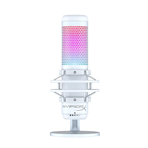 HyperX QuadCast S - RGB USB Condenser Microphone for PC، PS5، Mac، Anti-Vibration Shock Mount، 4 Polar Patterns، Pop Filter، Gain Control، Gaming، Streaming، Podcasts، Twitch، YouTube، Discord - White HyperX QuadCast S - RGB USB Condenser Microphone for PC، PS5، Mac، Anti-Vibration Shock Mount، 4 Polar Patterns، Pop Filter، Gain Control، Gaming، Streaming، Podcasts، Twitch، YouTube، Discord - White