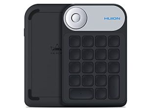 HUION Mini KeyDial KD100 Wireless Express Key لوحة مفاتيح اختصار للتحكم عن بعد مع قرص 18 مفتاحًا سريعًا مخصصًا للكمبيوتر اللوحي والرسم والكمبيوتر الشخصي وأجهزة Mac والكمبيوتر المحمول و Surface Pro