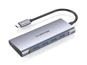LENTION USB C Hub مع 4 USB 3.0 وشحن من النوع C متوافق مع 2022-2016 MacBook Pro ، New Mac Air ، New Surface ، Chromebook ، المزيد ، محول متعدد المنافذ من النوع C المعتمد من النوع C (CB-C31 ، رمادي فلكي)
