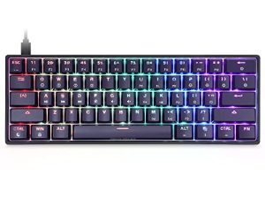 SKYLOONG 61 Keys 60٪ لوحة مفاتيح ميكانيكية سلكية للألعاب قابلة للتبديل السريع قابلة للبرمجة مع إضاءة خلفية RGB ، NKRO ، مقاومة للماء ، مقاومة للغبار ، كابل من النوع C لنظام Win / Mac / الألعاب (Gateron Optical Yellow Switch)