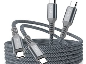 كابل Elebase USB C إلى النوع C بقدرة 100 وات 6.6 قدم 2 عبوة ، سلك شاحن PD للشحن السريع لتوصيل الطاقة لجهاز MacBook ، iPad Pro 10 10th Air 4 4th 5th Mini 6 6th Generation ، Samsung Galaxy Z Flip Fold 3 ، Google Pixel