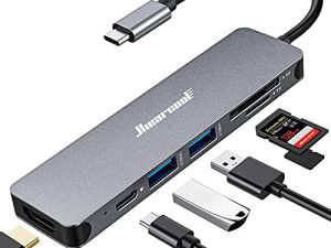 USB C Hub ، محول Hiearcool USB C Dongle لجهاز MacBook Pro ، 7 في 1 USB C إلى محول HDMI متعدد المنافذ متوافق مع أجهزة الكمبيوتر المحمولة USB C والأجهزة الأخرى من النوع C (قارئ بطاقات 4K HDMI USB3.0 SD / TF 100W PD)