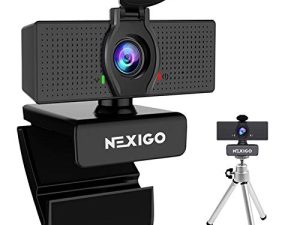 كاميرا ويب NexiGo 1080P مع أطقم ترايبود صغيرة ، كاميرا ويب UHD USB مع ميكروفون ، غطاء الخصوصية ، حامل ثلاثي القوائم قابل للتمديد ، من أجل تكبير / سكايب / تعليم عبر الإنترنت ، كمبيوتر محمول ماك كمبيوتر مكتبي
