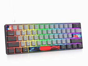 لوحة مفاتيح ميكانيكية للألعاب Mosptnspg RGB Mini بنسبة 60٪ ، مفتاح أزرق فائق الصغر بإضاءة خلفية سلكية مع أغطية مفاتيح PBT رمادية / سوداء لأجهزة Mac / Win / PC (مفتاح رمادي / أزرق)