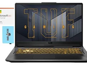 كمبيوتر محمول ASUS TUF Gaming 17 FX706HM-ES74 للألعاب والترفيه (Intel i7-11800H ثماني النواة ، ذاكرة وصول عشوائي 16 جيجابايت ، 4 تيرابايت PCIe SSD ، GeForce RTX 3060 ، 17.3 "144 هرتز Win 11 Home) مع MS 365 Personal ، Hub