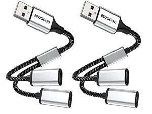 USB Male to 2 USB C Female Adapter USB Splitter Y Cable ، USB A Male to 2 USB-C Female Cord Converter ، Dual Double USB C Port Hub Charger Power Split Adapter for Mac، Car، Xbox One Series X / S، PS4 / 5 ،حاسوب محمول