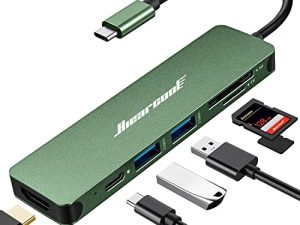 USB C Hub ، محول Hiearcool USB C ، 7 في 1 USB C Dongle USB-C إلى محول HDMI متعدد المنافذ متوافق مع Thunderbolt 3 4 MacBook Pro Air Dell Lenovo HP HP وأجهزة أخرى من النوع C - أخضر