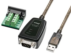 DTech USB إلى مهايئ تسلسلي RS485 RS422 R232 (واجهة 3 في 1) يدعم DC 5V مع مصابيح LED للوحة الانقطاع لأجهزة التحكم متعددة الأنواع Windows 11 10 8 7 XP Mac (5ft)
