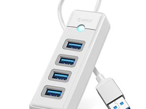 ORICO 4 منافذ USB HUB 3.0 ، مقسم USB لأجهزة الكمبيوتر المحمول مع كابل 0.5 قدم ، موسع منفذ USB متعدد ، نقل بيانات سريع متوافق مع نظام التشغيل Mac OS 10.X وما فوق ، Linux ، Android-White