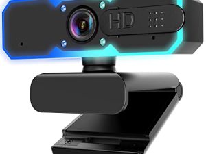 كاميرا ويب متدفقة 1080P 60 إطارًا في الثانية ، كاميرا متدفقة مع ميكروفون وملء الضوء ، ضبط تلقائي للصورة ، العمل مع التكبير / YouTube / Winsdows / Mac OS / Laptop / MacBook / PC