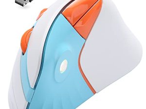 ماوس ضوئي DAREU عمودي لاسلكي مريح 89 جرام خفيف الوزن ، ماوس 2.4G RGB يقلل إجهاد المعصم / اليد ، 800/1200/1600 نقطة في البوصة ، 6 أزرار لأجهزة الكمبيوتر المحمول ، سطح المكتب ، الكمبيوتر الشخصي ، Mac (أبيض وأزرق)