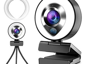 كاميرا ويب 2022 FHD 1080P مزودة بميكروفون وضوء حلقي ، كاميرا ويب متدفقة من Shinmax ، توصيل وتشغيل كاميرا ويب ، ضبط تلقائي للصورة ، سطوع قابل للتعديل ، حماية الخصوصية ، كاميرا ويب USB للكمبيوتر المكتبي ، كمبيوتر محمول ، MAC Zoom ، لعبة سكايب