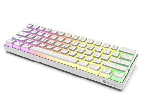 لوحة مفاتيح GK GAMAKAY MK61 RGB بودنغ ، 61 مفتاحًا Gateron Optical Switch PBT Pudding Keycaps ، لوحة مفاتيح سلكية فائقة الصغر قابلة للتبديل وإضاءة خلفية لأجهزة الكمبيوتر التي تعمل بنظام Windows Mac (مفتاح أزرق ، أبيض)