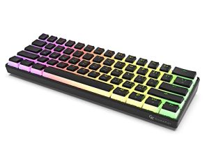 لوحة مفاتيح GK GAMAKAY MK61 RGB بودنغ ، 61 مفتاحًا Gateron Optical Switch PBT Pudding Keycaps ، لوحة مفاتيح سلكية فائقة الصغر قابلة للتبديل بإضاءة خلفية لأجهزة الكمبيوتر التي تعمل بنظام Windows Mac (أصفر التبديل V2 ، أسود)
