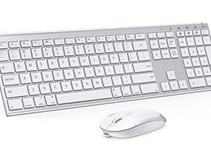 ماوس لوحة مفاتيح بلوتوث لنظام التشغيل Mac OS ، مجموعة ماوس لوحة مفاتيح لاسلكية متعددة الأجهزة وقابلة لإعادة الشحن فائقة النحافة لأجهزة iMac و MacBook Pro و MacBook Air و iPad