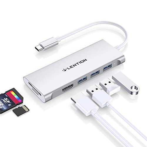 LENTION USB C Hub مع 4K HDMI ، 3 USB 3.0 ، قارئ بطاقات SD 3.0 متوافق مع 2022-2016 MacBook Pro 13/15/16 ، New Mac Air / iPad Pro / Surface ، المزيد ، محول دونجل سائق ثابت متعدد المنافذ (CB-C34 ، فضي ) LENTION USB C Hub مع 4K HDMI ، 3 USB 3.0 ، قارئ بطاقات SD 3.0 متوافق مع 2022-2016 MacBook Pro 13/15/16 ، New Mac Air / iPad Pro / Surface ، المزيد ، محول دونجل سائق ثابت متعدد المنافذ (CB-C34 ، فضي )