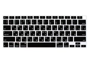 غطاء لوحة مفاتيح ProElife Russian رفيع للغاية من السيليكون لجهاز 2021 2020 MacBook Air 13 بوصة موديل A2179 وشريحة A2337 Apple M1 (تخطيط أمريكي) مع ملحقات لوحة مفاتيح Touch ID (أسود)