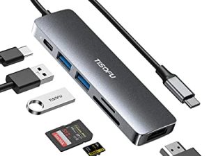 USB C Hub MacBook HDMI Adapter - 7in1 Docking Station USB C Dongle Dock USB C Hub محول متعدد المنافذ لأجهزة Mac Pro / Air iPad Type C (منفذ HDMI USB3.0 USBC 100W)