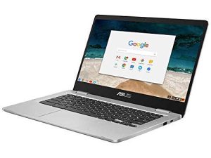 ASUS C423NA Chromebook 14 "FHD (1920x1080) كمبيوتر محمول ، Intel Dual Core Celeron N3350 حتى 2.4 جيجا هرتز ، 4 جيجا بايت LPDDR4 RAM ، 32 جيجا بايت eMMC ، مفصلة متينة 180 درجة ، بلوتوث ، Chrome OS ، فضي