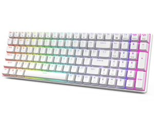 لوحة مفاتيح ميكانيكية RK ROYAL KLUDGE RK100 2.4G لاسلكية / بلوتوث / سلكية RGB ، 100 مفتاح 3 أوضاع قابلة للتوصيل ، لوحة مفاتيح ألعاب باللون البني قابلة للتبديل السريع لنظام Win / Mac