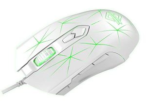 ماوس ألعاب Lomi-luskr AJ52 سلكي ، 7 أزرار قابلة للبرمجة ، فأرة كمبيوتر مع إضاءة خلفية RGB LED ، 500-2750 نقطة في البوصة قابلة للتعديل ، لنظام التشغيل Windows / Mac OS / Linux (Star White)