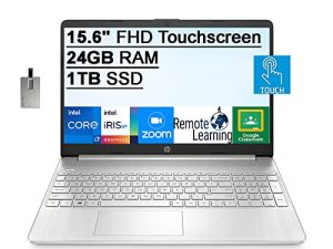 2021 HP 15.6 "FHD Touchscreen Laptop Computer، 10th Gen Intel Core i7-1065G7، 32GB RAM، 1TB SSD، HD Audio، HD Webcam، Intel Iris Plus Graphics، Bluetooth، Windows 10، Silver، 32GB SnowBell USB Card