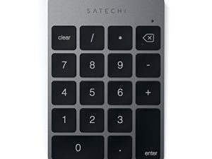 ملحق لوحة مفاتيح لوحة مفاتيح Satechi Slim Aluminium Bluetooth اللاسلكية ذات 18 مفتاحًا - متوافق مع MacBook Pro و MacBook Air و Mac Mini و iMac و iMac Pro و iPad و iPhone والمزيد (رمادي فلكي)