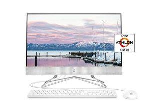 كمبيوتر مكتبي HP 24-in-One متعدد الإمكانات ، معالج AMD Athlon Silver 3050U ، 8 جيجا بايت رام ، 256 جيجا بايت SSD ، Windows 10 Home (24-dd0010 ، أبيض) (تم تجديده)