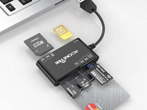 قارئ بطاقات الذاكرة 6 في 1 ، قارئ البطاقات الذكية Rocketek USB مع قارئ بطاقات SDHC / SDXC / SD ومحول بطاقة Micro SD ، قارئ بطاقات CAC لشرائح SIM ، MS ، M2 ، MMC RS & 4.0 لنظام التشغيل Windows و Linux / Unix و Mac OS X