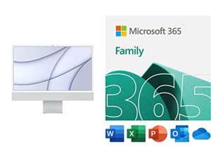 2021 Apple iMac (24 بوصة ، شريحة Apple M1 مع وحدة معالجة مركزية 8 أنوية و 8 أنوية GPU ، 8 جيجابايت رام ، 256 جيجابايت) - فضي ، مع عائلة Microsoft 365 | اشتراك لمدة 12 شهرًا | تنزيل جهاز الكمبيوتر / جهاز Mac