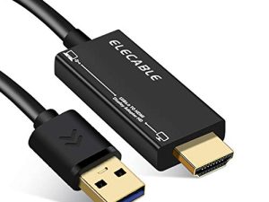كابل مهايئ USB إلى HDMI قابل للكهرباء 6 أقدام لنظام التشغيل Mac OS Windows 11/10/8/7 / ، USB 3.0 إلى HDMI Male HD 1080P شاشة عرض كابل محول الصوت والفيديو. (6 أقدام)