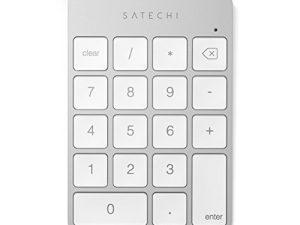 ملحق لوحة مفاتيح لوحة مفاتيح Satechi Slim Aluminium Bluetooth اللاسلكية ذات 18 مفتاحًا - متوافق مع MacBook Pro و MacBook Air و Mac Mini و iMac و iMac Pro و iPad و iPhone والمزيد (فضي)