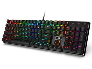 Redragon K556 RGB لوحة مفاتيح ميكانيكية سلكية للألعاب بإضاءة خلفية LED ، قاعدة ألومنيوم ، 104 مفتاح قياسي