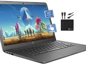 2021 HP Premium Chromebook 14 "HD Touchscreen Laptop، Intel Celeron N3350 Dual-core (up to 2.4GHz)، 4GB RAM، 32GB eMMC، 10+ Hours Battery، HD Webcam، USB-A & C، Chrome OS، WiFi w / Marxsol Cables