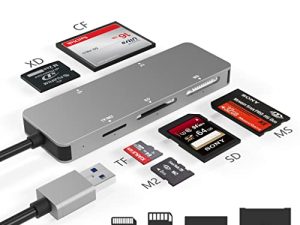 قارئ بطاقات USB3.0 XD ، USB 3.0 (5 جيجابت في الثانية) عالي السرعة TF / SD / MS / M2 / XD / CF مهايئ بطاقة الذاكرة Solt Combo ، قارئ بطاقات ألومنيوم 6 في 1 ، متوافق مع Windows XP / Vista / 7/8 / 8.1 / 10 ، Mac OS ، Linux