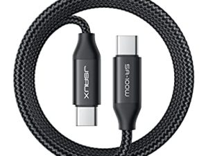 JSAUX USB C to USB C Cable 100W 10ft ， 5A سلك شحن سريع للغاية من النوع C بطول 10 قدم متوافق مع MacBook Pro 2021 M1 MAC Air و iPad Pro 12.9 11 و Air 5th / 4 Samsung Galaxy S22 S21 Pixel 6 Switch-Black
