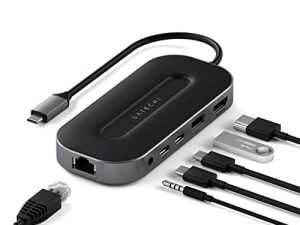 Satechi USB4 6-in-1 Multiport Adaptor - USB-C PD Charging، 8K HDMI، USB-A & USB-C Data Port، 3.5mm Audio Jack، Ethernet Port - متوافق مع M2 & M1 MacBook، 2021 iPad Pro، Mac Mini M1 ، iMac M1